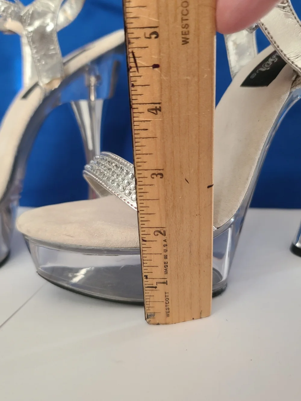 Pleaser Silver Metallic Rhinestone Platform Heels